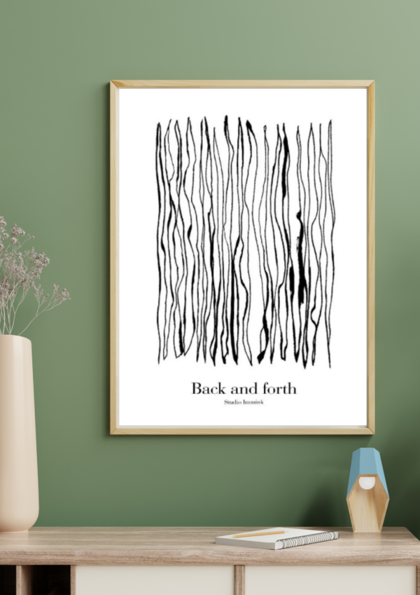 abstract art print back and forth ink drawing