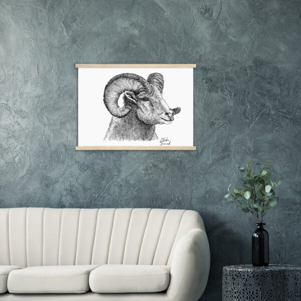 pen and ink drawing print poster wall deco ram animal print