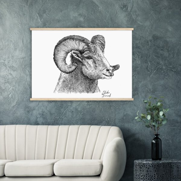pen and ink drawing print poster wall deco ram animal print