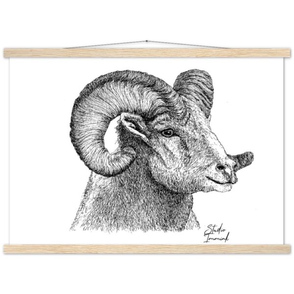 pen and ink drawing print poster wall deco ram animal print