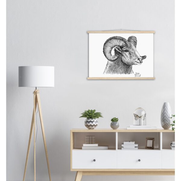 pen and ink drawing print poster wall deco ram animal print
