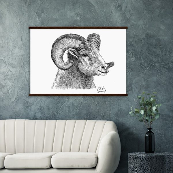 pen and ink drawing print poster wall deco ram animal print