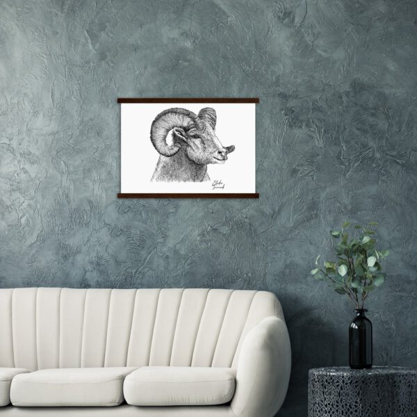 pen and ink drawing print poster wall deco ram animal print