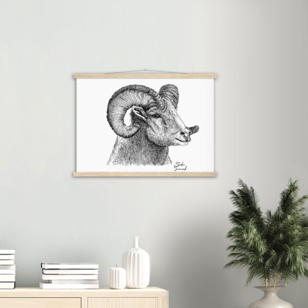 pen and ink drawing print poster wall deco ram animal print