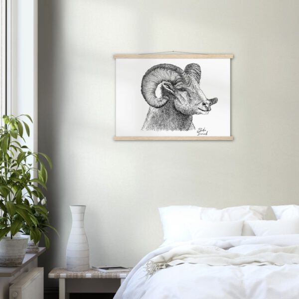 pen and ink drawing print poster wall deco ram animal print