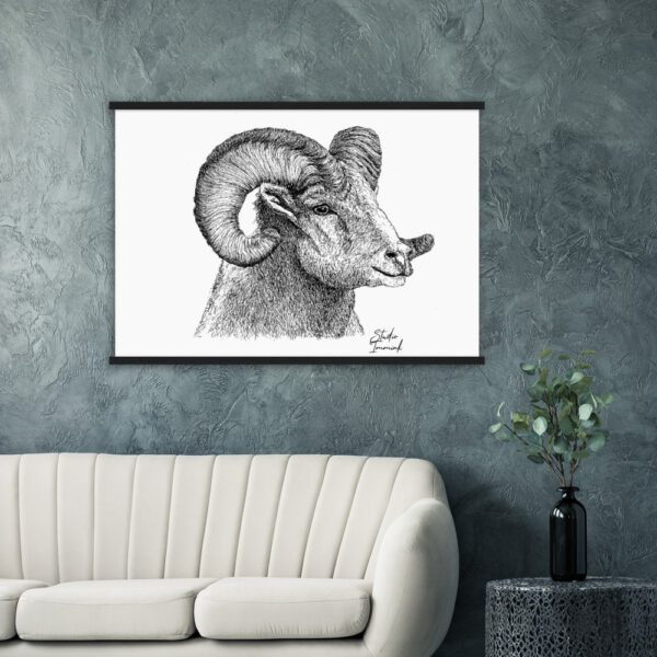 pen and ink drawing print poster wall deco ram animal print