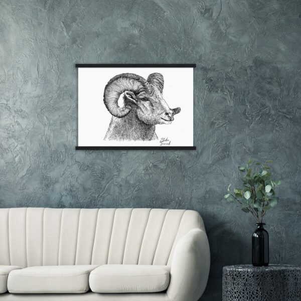 pen and ink drawing print poster wall deco ram animal print