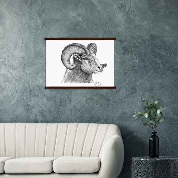 pen and ink drawing print poster wall deco ram animal print