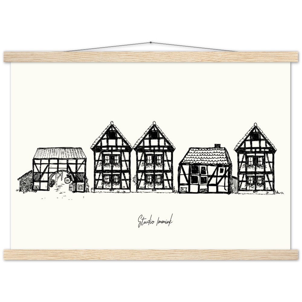 fachwerkhaus german house vakwerkhuis tekening drawing art wall art studio immink