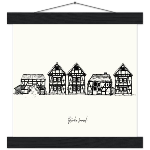 fachwerkhaus german house vakwerkhuis tekening drawing art wall art studio immink