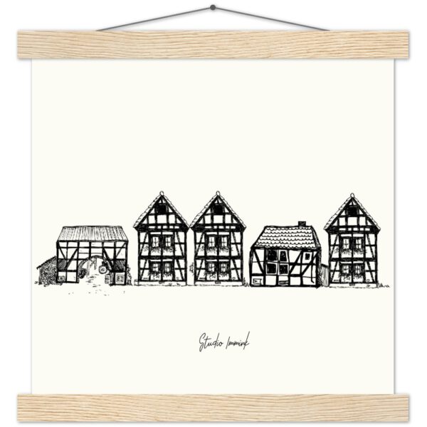 fachwerkhaus german house vakwerkhuis tekening drawing art wall art studio immink