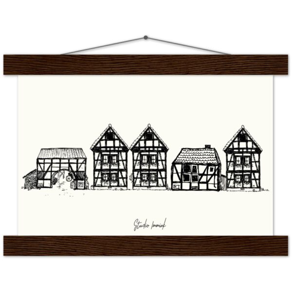 fachwerkhaus german house vakwerkhuis tekening drawing art wall art studio immink