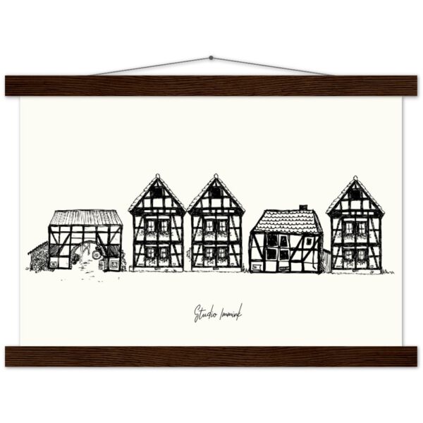 fachwerkhaus german house vakwerkhuis tekening drawing art wall art studio immink