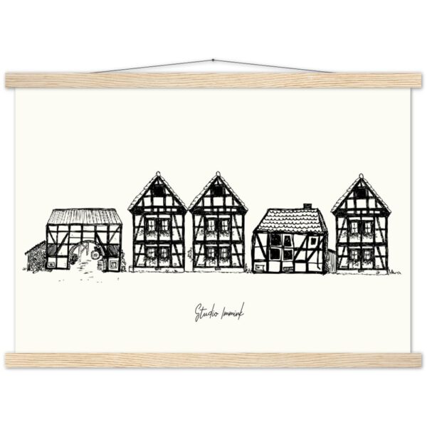 fachwerkhaus german house vakwerkhuis tekening drawing art wall art studio immink