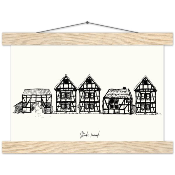 fachwerkhaus german house vakwerkhuis tekening drawing art wall art studio immink