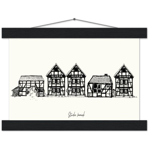 fachwerkhaus german house vakwerkhuis tekening drawing art wall art studio immink