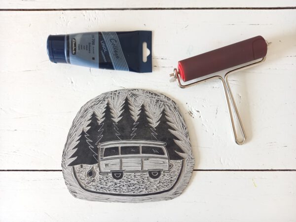 Linocut Print VolksWagen Campervan - Image 4